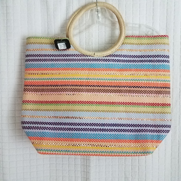 Avenue Handbags - New Avenue Bright Multicolored Straw Tote
